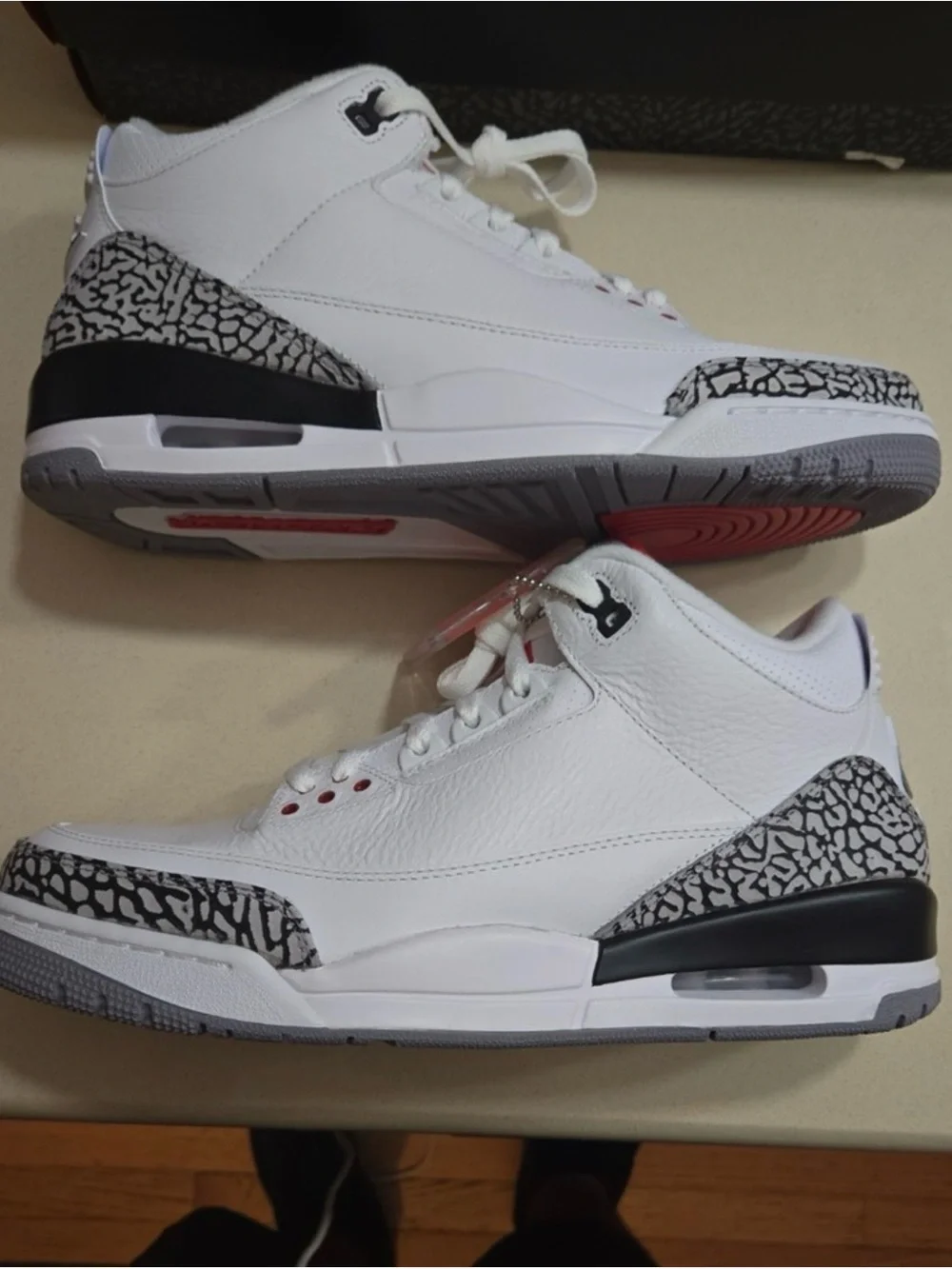 Air Jordan 3 Retro 88 White/Red Elephant Print Sneakers